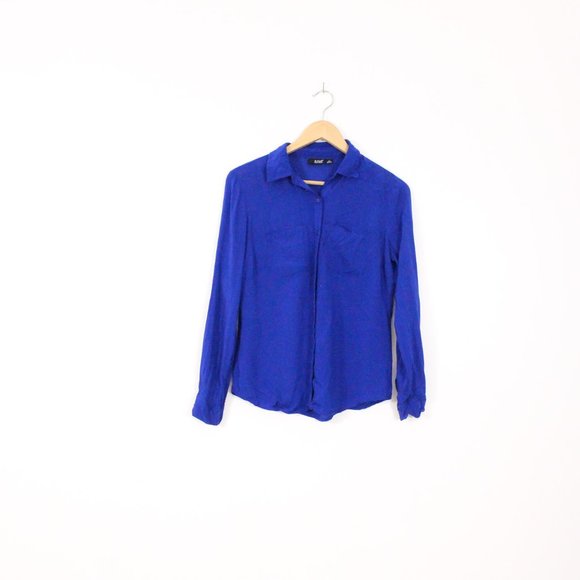 *a.n.a Cobalt Blue Button Up Blouse - Picture 3 of 6